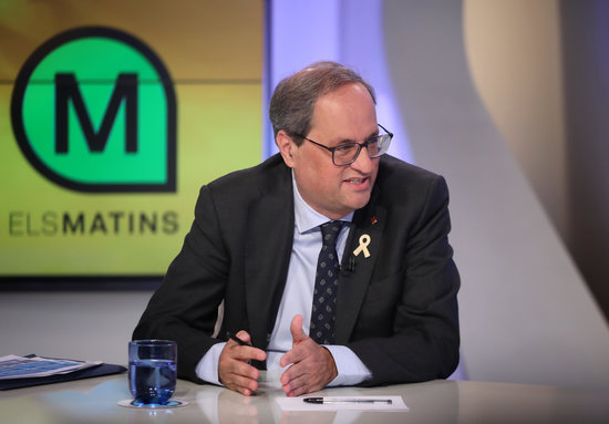 Torra during an interview on breakfast TV in Catalonia